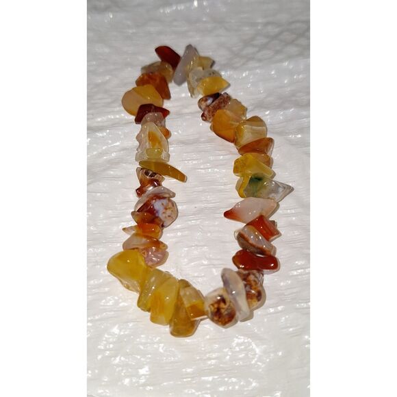 A Gemstone Stretchy Bracelet Quartz Jasper Stone Chips Unique Natural - Picture 5 of 6